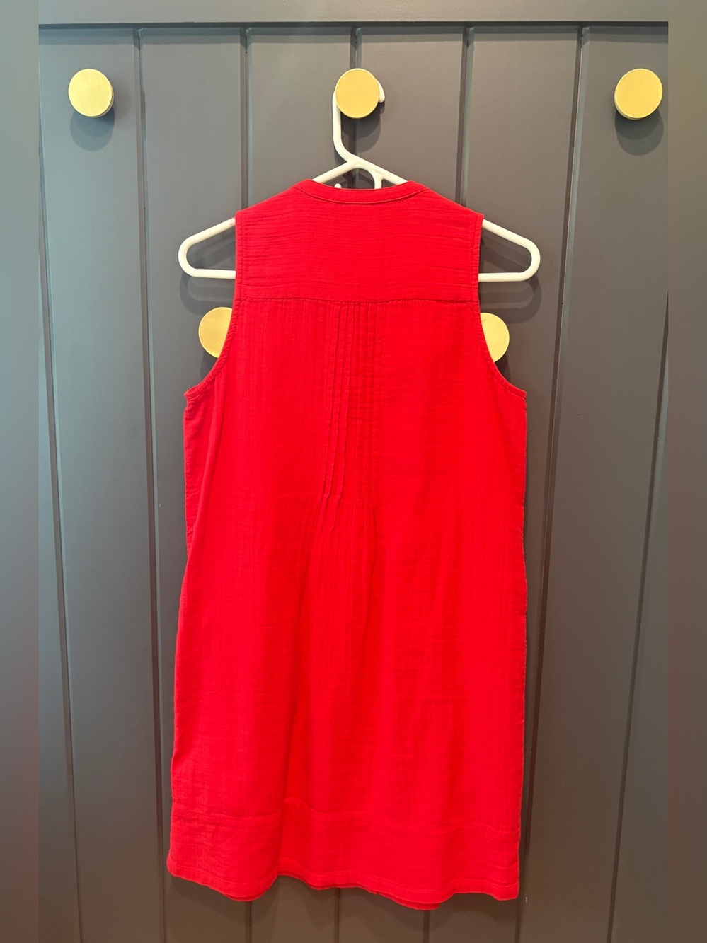 Quince 100% Organic Cotton Gauze Sleeveless Swing Dress, Red Wild Cherry, sz XS - Picture 9 of 10